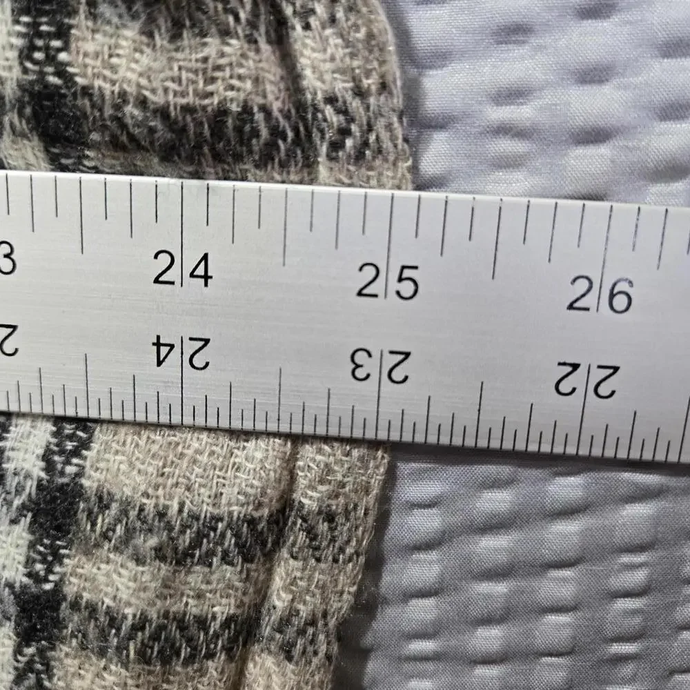 Handmade Nepal Cashmere Plaid Shawl Wrap Scarf Cream Black Checkered